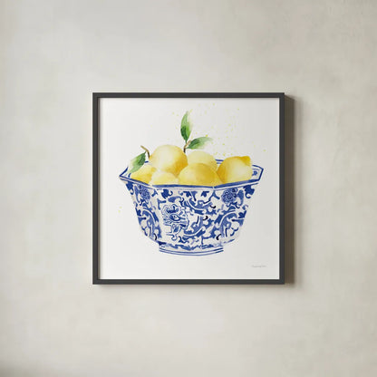 Elegant Fruit II by Mercedes Lopez Charro. Shown in a sleek black glass frame for a contemporary gallery look. Available as an archival giclee rolled canvas, fine art paper, or poster print. SKU 87856a.