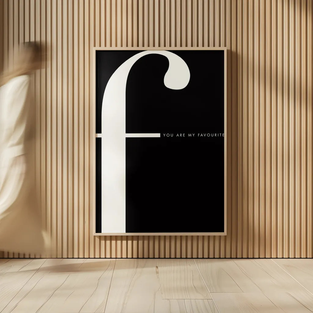 F is for Favourite by Mercedes Lopez Charro. shown as over sized large wall art. Available as an archival giclee rolled canvas, fine art paper, or poster print. SKU 64139h.