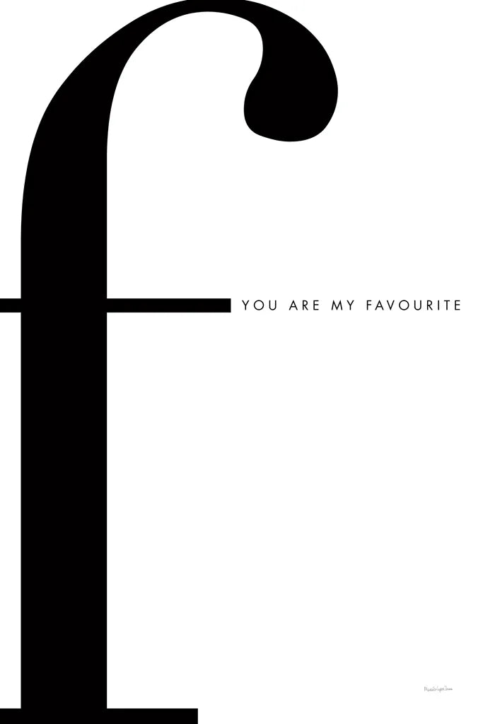 F is for favorite on White by Mercedes Lopez Charro. SKU 64146h. Archival Giclee Fine art print for wall decor.