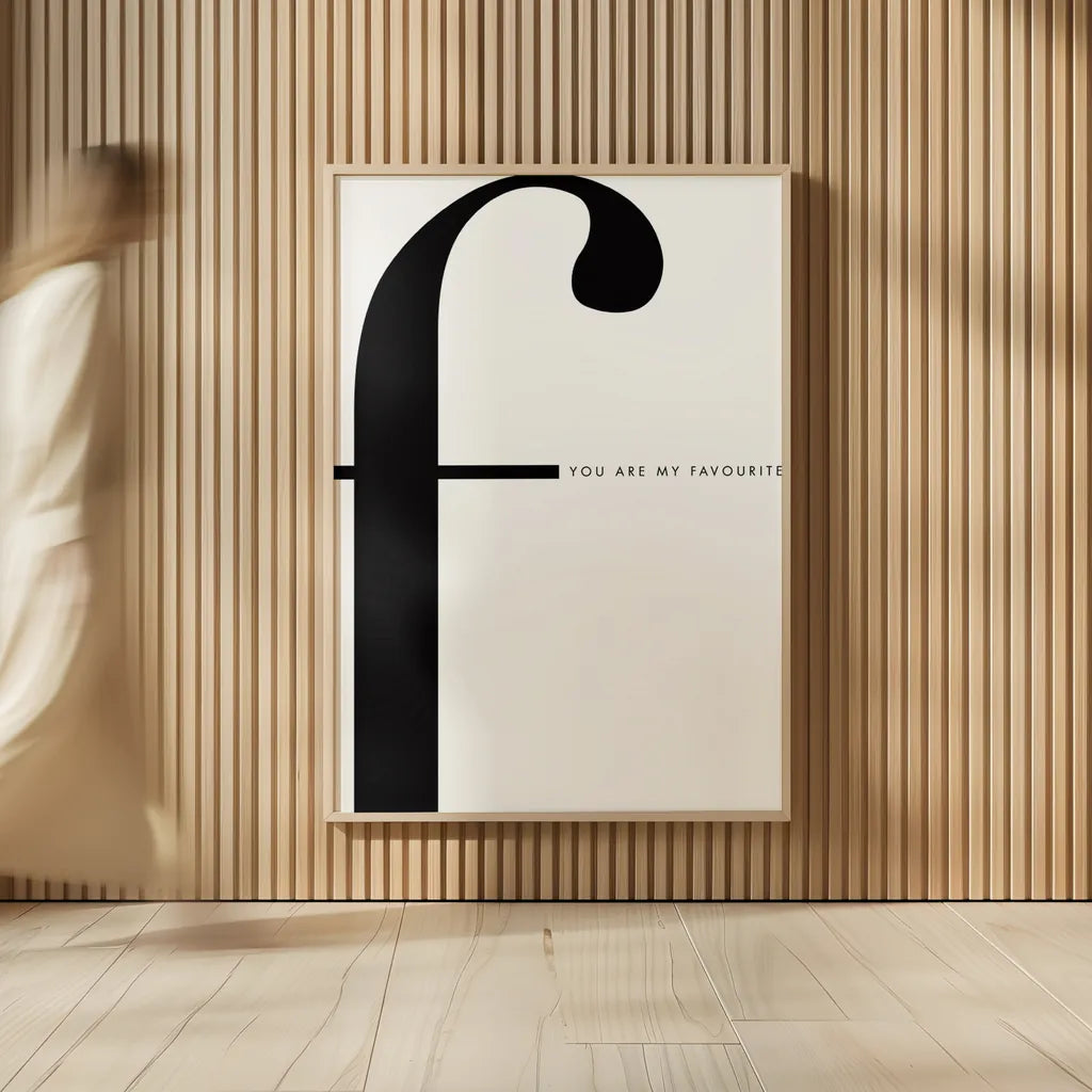 F is for favorite on White by Mercedes Lopez Charro. shown as over sized large wall art. Available as an archival giclee rolled canvas, fine art paper, or poster print. SKU 64146h.