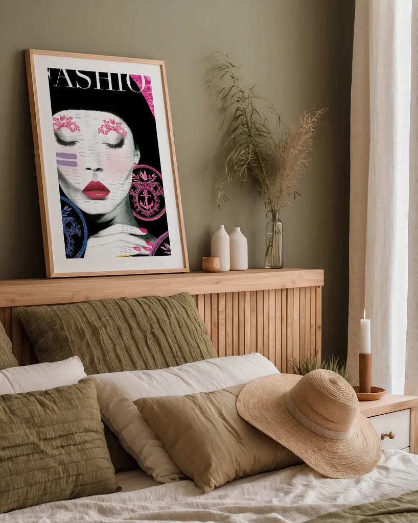 Fashion by Mercedes Lopez Charro. shown as a paper print in a natural frame. Available as a archival giclee rolled canvas, fine art paper, or poster print. SKU 64614h.