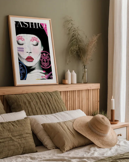 Fashion by Mercedes Lopez Charro. shown as a paper print in a natural frame. Available as a archival giclee rolled canvas, fine art paper, or poster print. SKU 64614h.