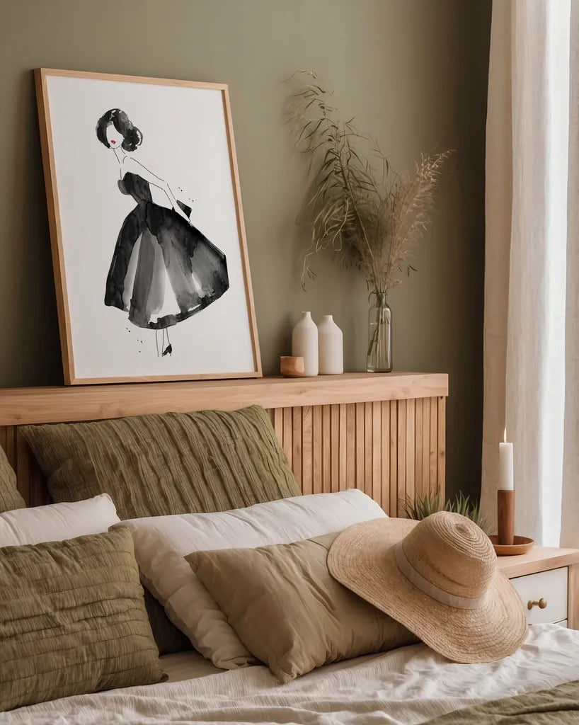 Fashion Debutante by Mercedes Lopez Charro. shown as a paper print in a natural frame. Available as a archival giclee rolled canvas, fine art paper, or poster print. SKU 66872h.