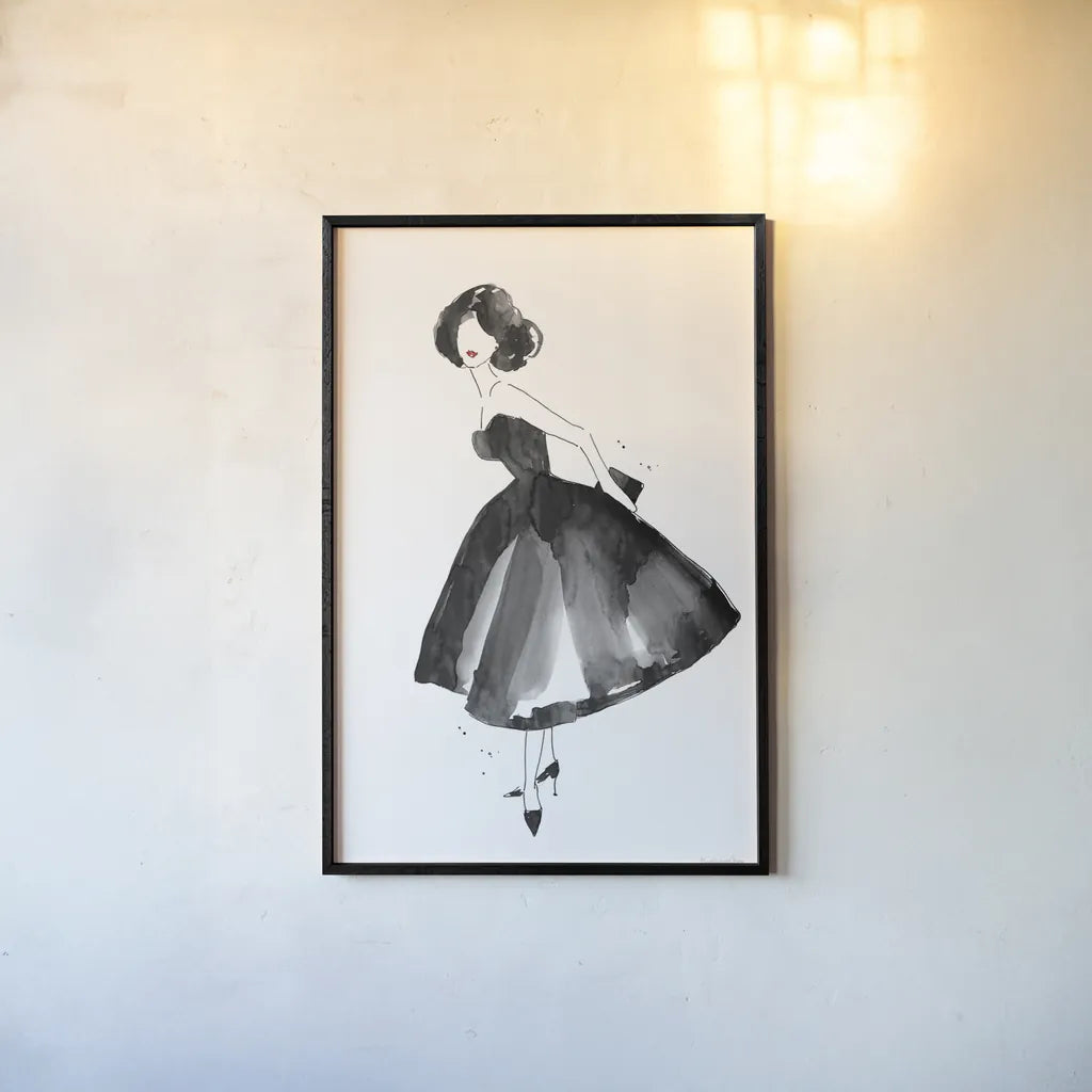 Fashion Debutante by Mercedes Lopez Charro. shown as a paper print in a black flame. Available as a archival giclee rolled canvas, fine art paper, or poster print. SKU 66872h.
