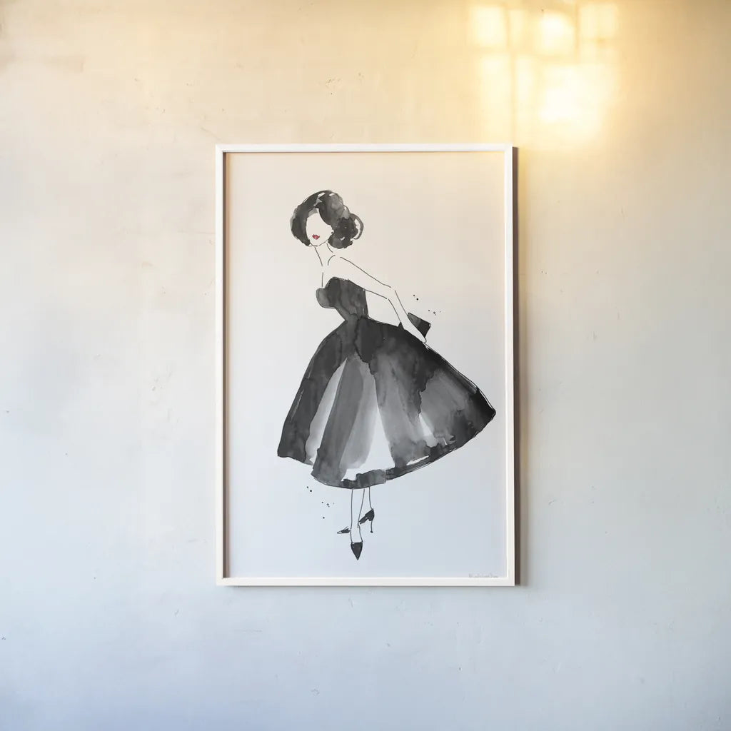 Fashion Debutante by Mercedes Lopez Charro. shown as a paper print in a white frame. Available as a archival giclee rolled canvas, fine art paper, or poster print. SKU 66872h.