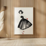 Fashion Debutante with Red by Mercedes Lopez Charro. shown as over sized large wall art. Available as an archival giclee rolled canvas, fine art paper, or poster print. SKU 68868h.