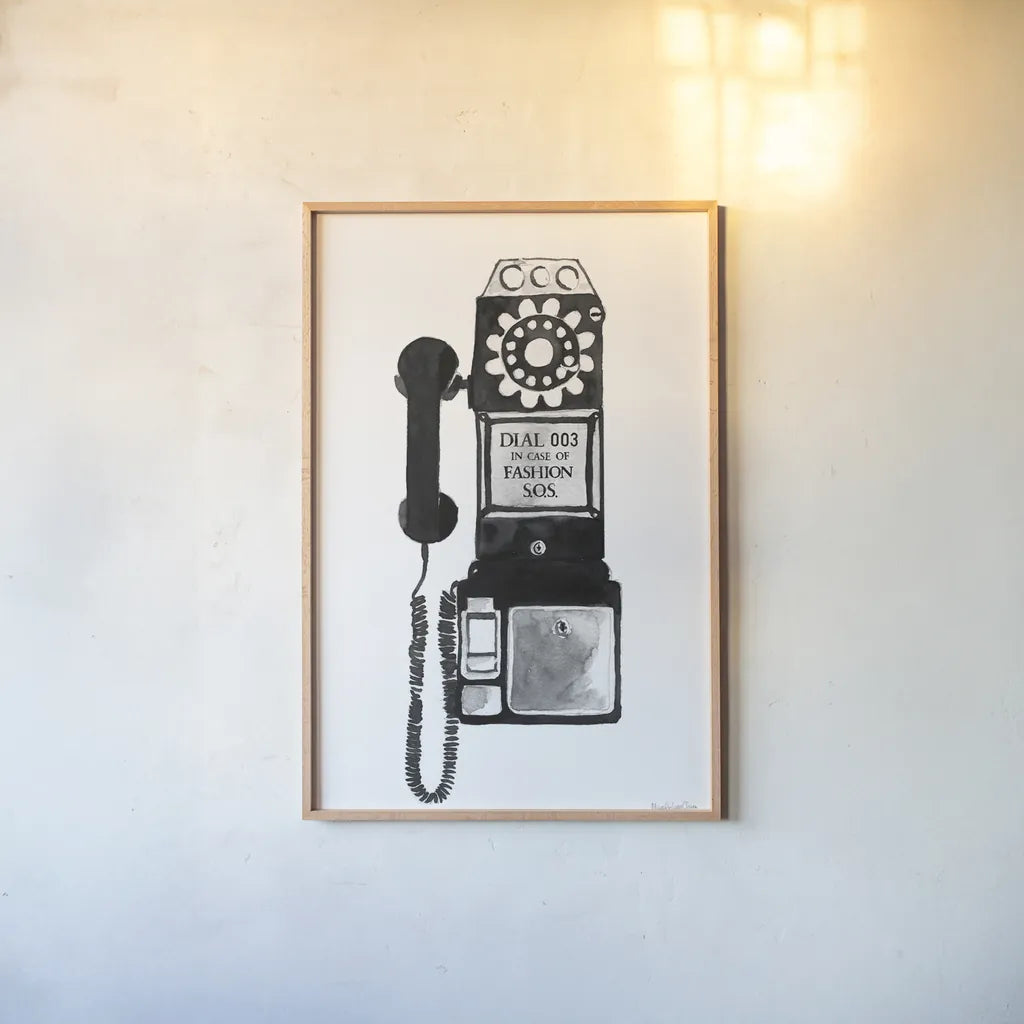 Fashion SOS by Mercedes Lopez Charro. shown as a paper print in a natural frame. Available as a archival giclee rolled canvas, fine art paper, or poster print. SKU 73180h.