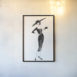 Fashionable Hat by Mercedes Lopez Charro. shown as a paper print in a black flame. Available as a archival giclee rolled canvas, fine art paper, or poster print. SKU 66871h.