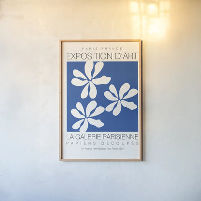 Fleurs de Matisse I by Mercedes Lopez Charro. shown as a paper print in a natural frame. Available as a archival giclee rolled canvas, fine art paper, or poster print. SKU 78742h.