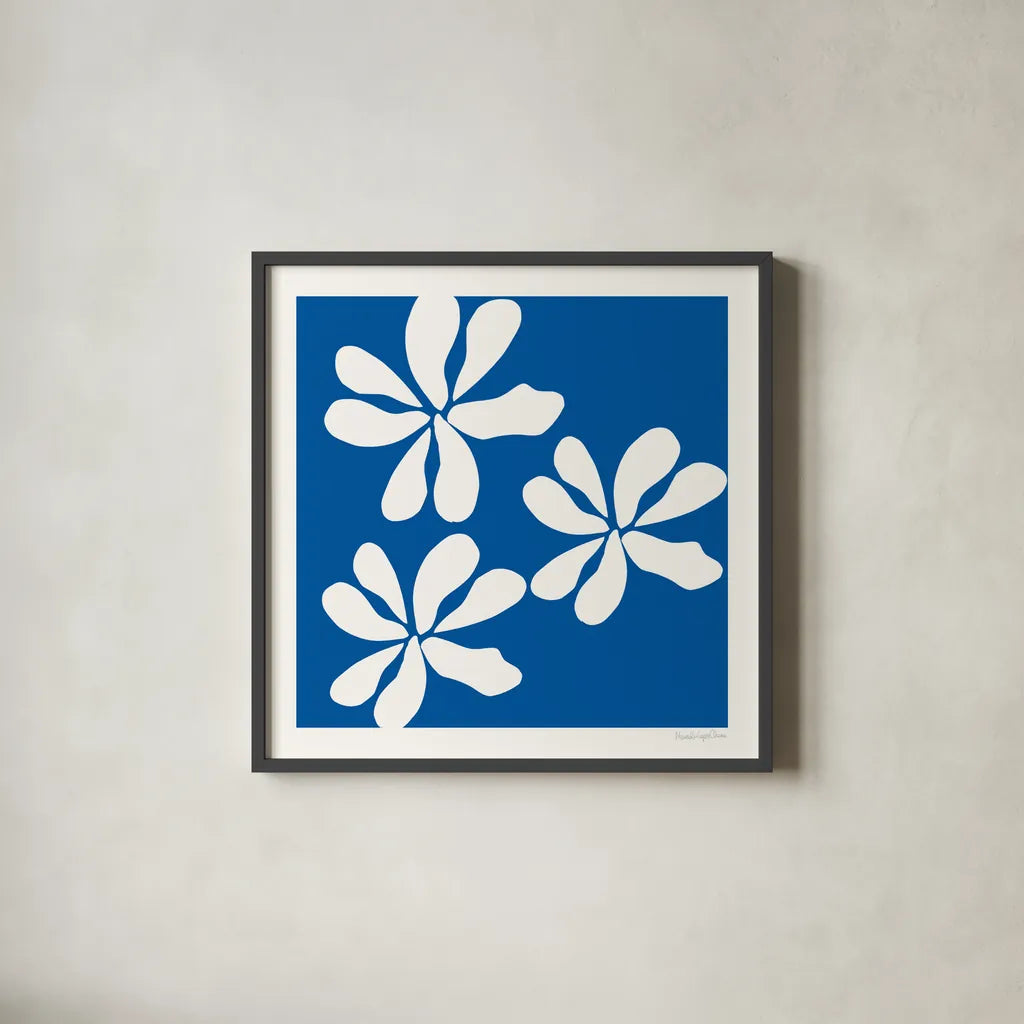 Fleurs de Matisse I Sq by Mercedes Lopez Charro. Shown in a sleek black glass frame for a contemporary gallery look. Available as an archival giclee rolled canvas, fine art paper, or poster print. SKU 80609a.
