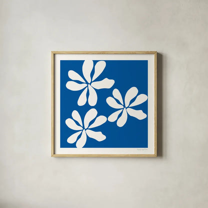 Fleurs de Matisse I Sq by Mercedes Lopez Charro. Shown in a natural wood glass frame for a timeless modern aesthetic. Available as an archival giclee rolled canvas, fine art paper, or poster print. SKU 80609a.