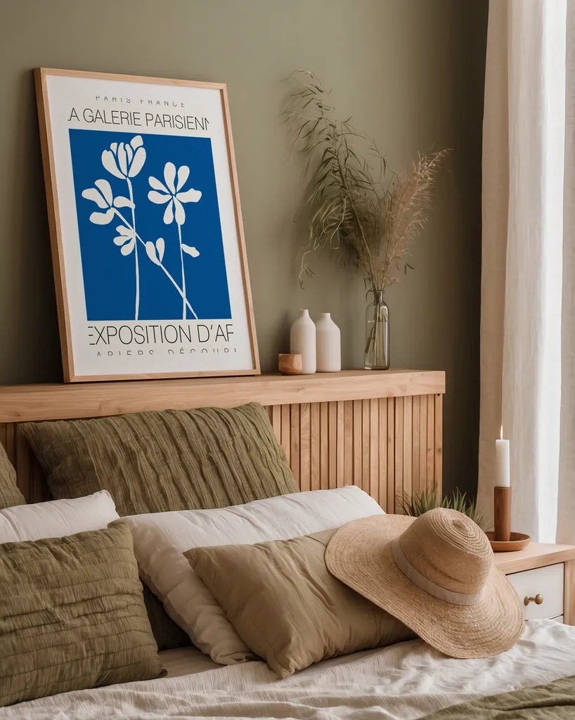 Fleurs de Matisse II by Mercedes Lopez Charro. shown as a paper print in a natural frame. Available as a archival giclee rolled canvas, fine art paper, or poster print. SKU 78743h.