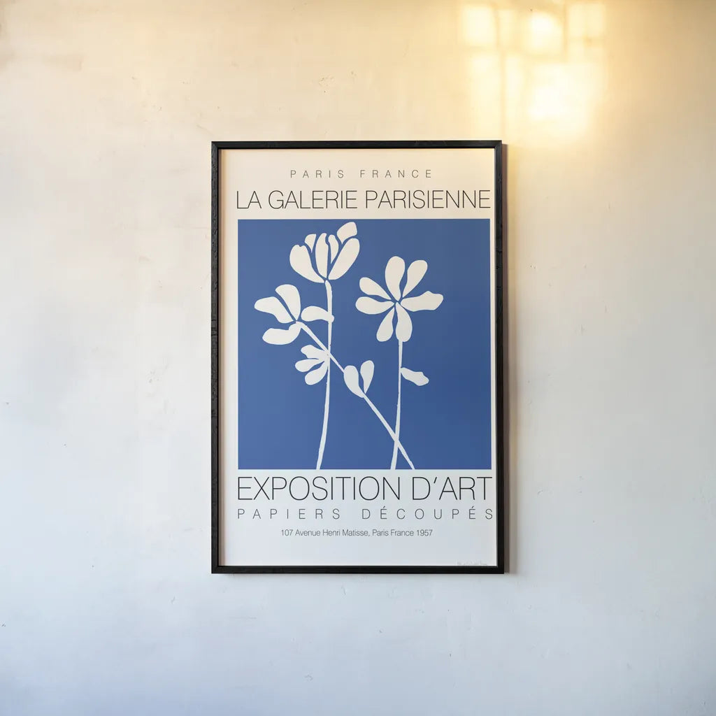 Fleurs de Matisse II by Mercedes Lopez Charro. shown as a paper print in a black flame. Available as a archival giclee rolled canvas, fine art paper, or poster print. SKU 78743h.