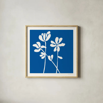 Fleurs de Matisse II Sq by Mercedes Lopez Charro. Shown in a natural wood glass frame for a timeless modern aesthetic. Available as an archival giclee rolled canvas, fine art paper, or poster print. SKU 80610a.