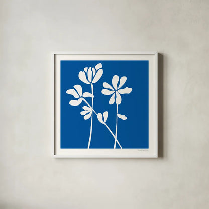 Fleurs de Matisse II Sq by Mercedes Lopez Charro. Shown in a crisp white glass frame for a clean and minimalist style. Available as an archival giclee rolled canvas, fine art paper, or poster print. SKU 80610a.