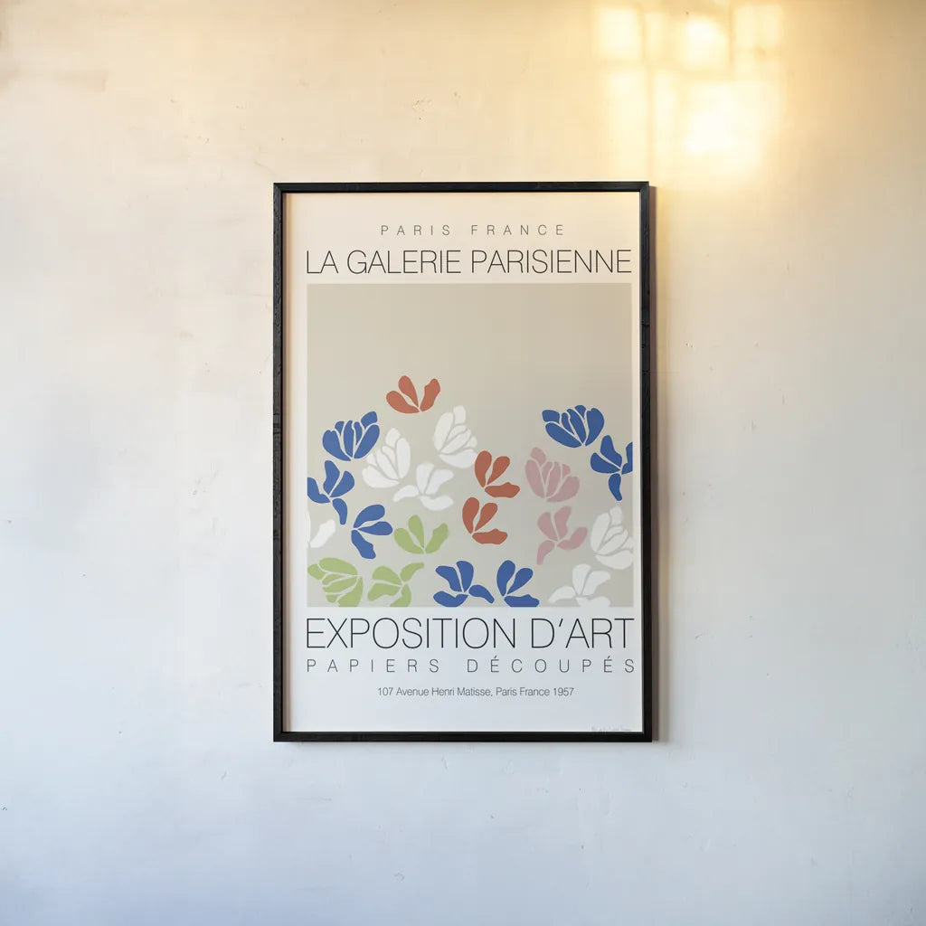 Fleurs de Matisse III by Mercedes Lopez Charro. shown as a paper print in a black flame. Available as a archival giclee rolled canvas, fine art paper, or poster print. SKU 78744h.