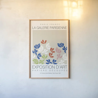 Fleurs de Matisse III by Mercedes Lopez Charro. shown as a paper print in a natural frame. Available as a archival giclee rolled canvas, fine art paper, or poster print. SKU 78744h.
