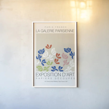 Fleurs de Matisse III by Mercedes Lopez Charro. shown as a paper print in a white frame. Available as a archival giclee rolled canvas, fine art paper, or poster print. SKU 78744h.