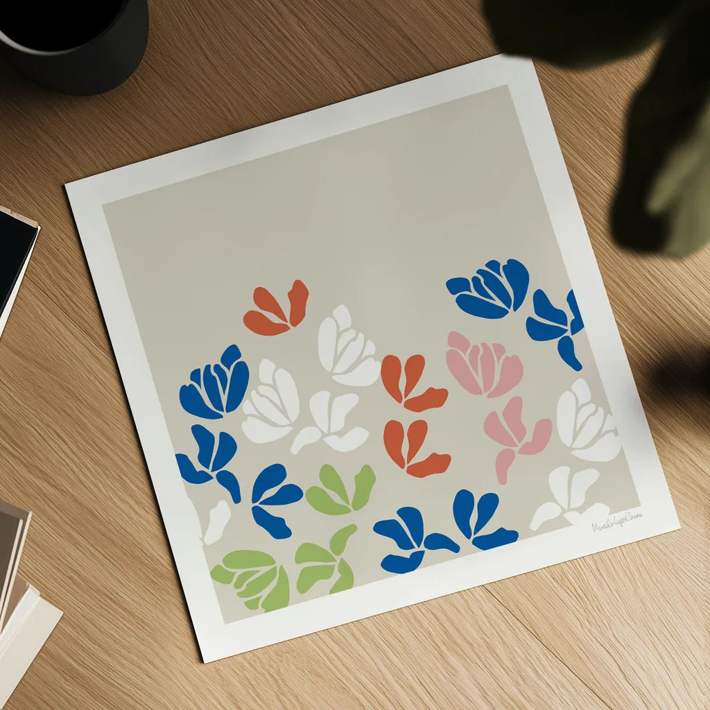 Fleurs de Matisse III Sq by Mercedes Lopez Charro. Shown as a detailed flat fine art print, highlighting archival giclee quality. Available as an archival giclee rolled canvas, fine art paper, or poster print. SKU 80611a.