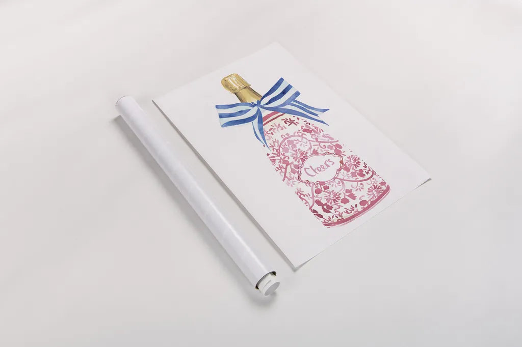 Flirty Champagne I by Mercedes Lopez Charro. shown as a rolled paper print. Available as archival giclee rolled canvas, fine art paper, or poster print. SKU 92817h.