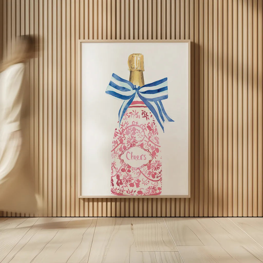 Flirty Champagne I by Mercedes Lopez Charro. shown as over sized large wall art. Available as an archival giclee rolled canvas, fine art paper, or poster print. SKU 92817h.