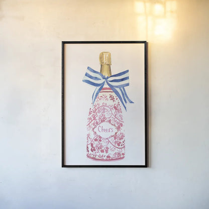 Flirty Champagne I by Mercedes Lopez Charro. shown as a paper print in a black flame. Available as a archival giclee rolled canvas, fine art paper, or poster print. SKU 92817h.