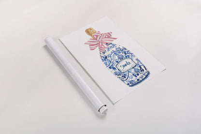 Flirty Champagne II by Mercedes Lopez Charro. shown as a rolled paper print. Available as archival giclee rolled canvas, fine art paper, or poster print. SKU 92818h.