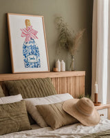 Flirty Champagne II by Mercedes Lopez Charro. shown as a paper print in a natural frame. Available as a archival giclee rolled canvas, fine art paper, or poster print. SKU 92818h.