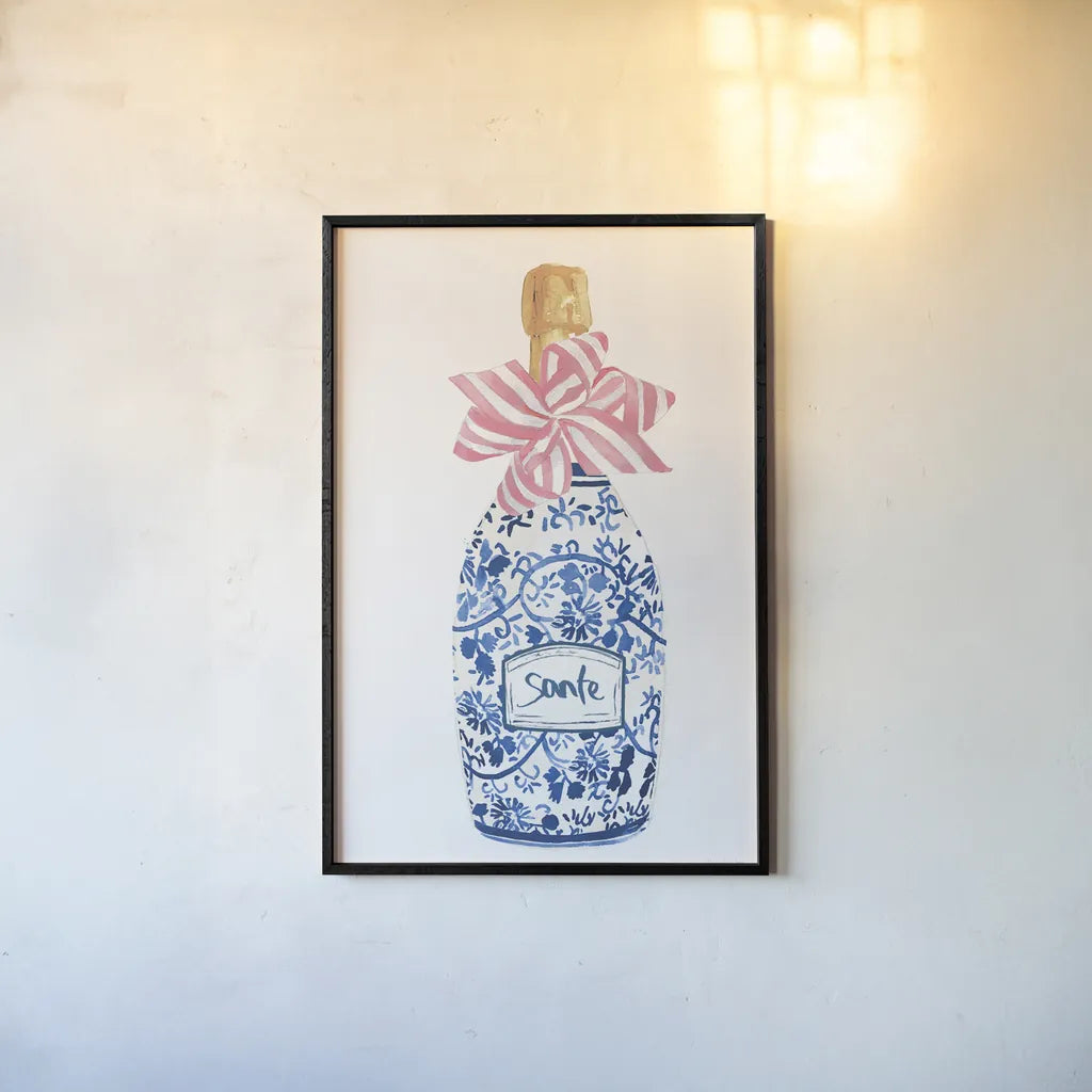 Flirty Champagne II by Mercedes Lopez Charro. shown as a paper print in a black flame. Available as a archival giclee rolled canvas, fine art paper, or poster print. SKU 92818h.