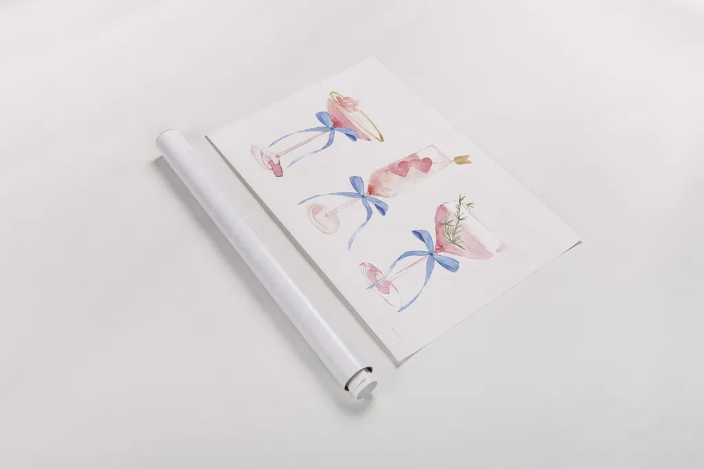 Flirty Champagne III by Mercedes Lopez Charro. shown as a rolled paper print. Available as archival giclee rolled canvas, fine art paper, or poster print. SKU 92819i.