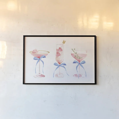 Flirty Champagne III by Mercedes Lopez Charro. shown as a paper print in a black flame. Available as a archival giclee rolled canvas, fine art paper, or poster print. SKU 92819i.