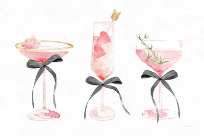 Flirty Champagne III Black Bows by Mercedes Lopez Charro. SKU 96871i. Archival Giclee Fine art print for wall decor.