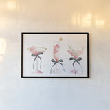 Flirty Champagne III Black Bows by Mercedes Lopez Charro. shown as a paper print in a black flame. Available as a archival giclee rolled canvas, fine art paper, or poster print. SKU 96871i.