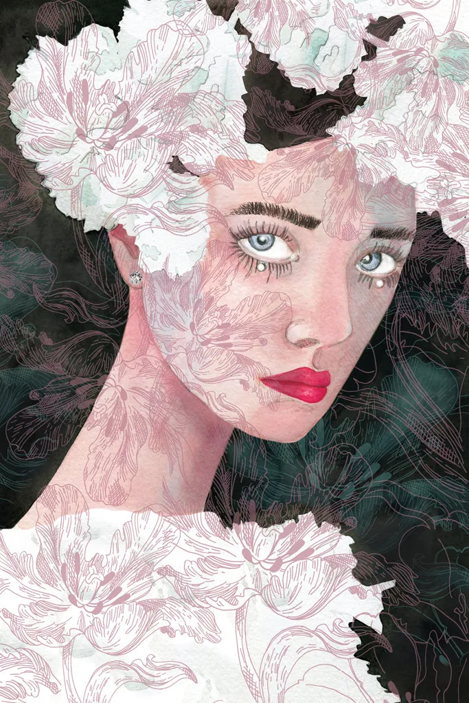 Floral Duchess by Mercedes Lopez Charro. SKU 65696h. Archival Giclee Fine art print for wall decor.