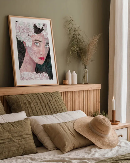 Floral Duchess by Mercedes Lopez Charro. shown as a paper print in a natural frame. Available as a archival giclee rolled canvas, fine art paper, or poster print. SKU 65696h.