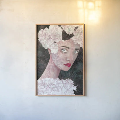 Floral Duchess by Mercedes Lopez Charro. shown as a paper print in a natural frame. Available as a archival giclee rolled canvas, fine art paper, or poster print. SKU 65696h.