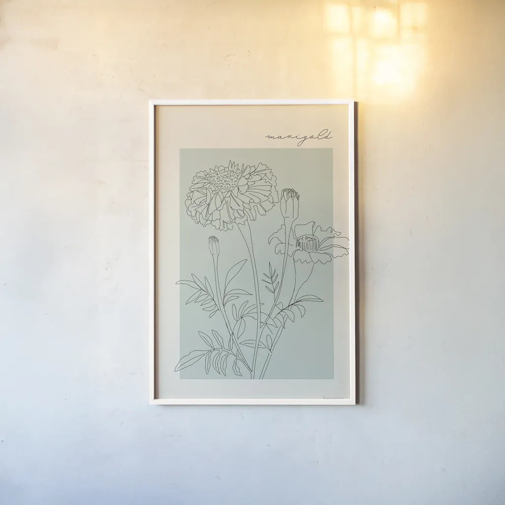 Flower Poster II by Mercedes Lopez Charro. shown as a paper print in a white frame. Available as a archival giclee rolled canvas, fine art paper, or poster print. SKU 86544h.