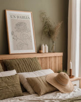 French Flower Poster I by Mercedes Lopez Charro. shown as a paper print in a natural frame. Available as a archival giclee rolled canvas, fine art paper, or poster print. SKU 86077h.