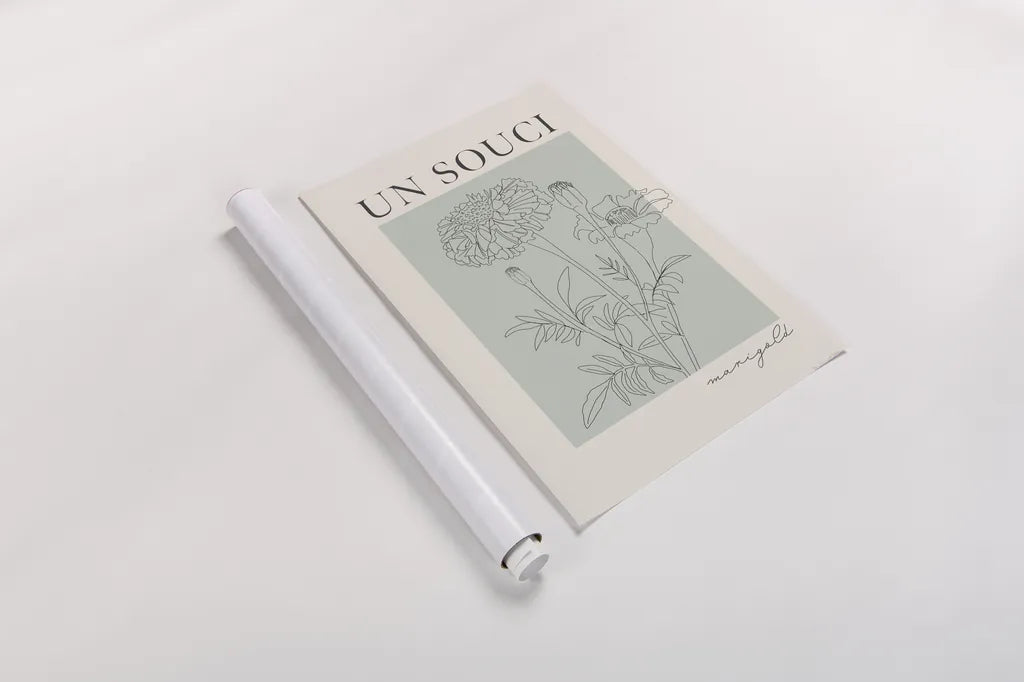 French Flower Poster II by Mercedes Lopez Charro. shown as a rolled paper print. Available as archival giclee rolled canvas, fine art paper, or poster print. SKU 86078h.