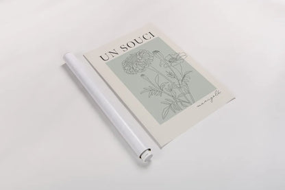 French Flower Poster II by Mercedes Lopez Charro. shown as a rolled paper print. Available as archival giclee rolled canvas, fine art paper, or poster print. SKU 86078h.