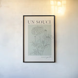 French Flower Poster II by Mercedes Lopez Charro. shown as a paper print in a black flame. Available as a archival giclee rolled canvas, fine art paper, or poster print. SKU 86078h.
