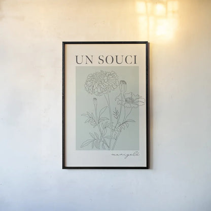 French Flower Poster II by Mercedes Lopez Charro. shown as a paper print in a black flame. Available as a archival giclee rolled canvas, fine art paper, or poster print. SKU 86078h.