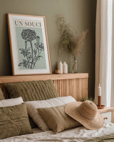 French Flower Poster II Bold by Mercedes Lopez Charro. shown as a paper print in a natural frame. Available as a archival giclee rolled canvas, fine art paper, or poster print. SKU 86098h.