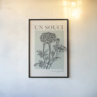 French Flower Poster II Bold by Mercedes Lopez Charro. shown as a paper print in a black flame. Available as a archival giclee rolled canvas, fine art paper, or poster print. SKU 86098h.