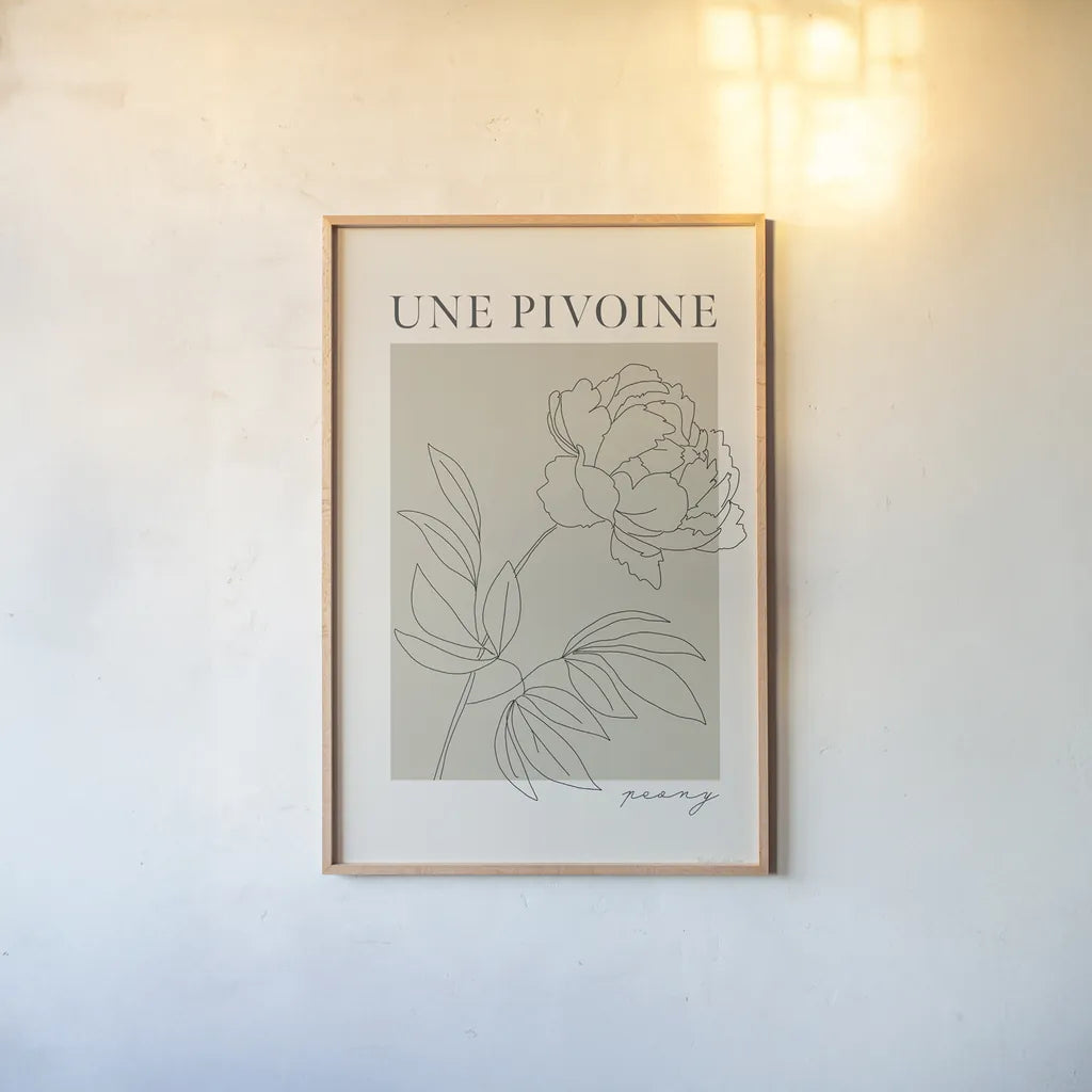 French Flower Poster III by Mercedes Lopez Charro. shown as a paper print in a natural frame. Available as a archival giclee rolled canvas, fine art paper, or poster print. SKU 86079h.