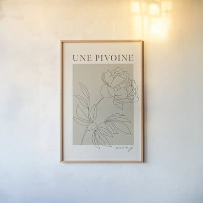 French Flower Poster III by Mercedes Lopez Charro. shown as a paper print in a natural frame. Available as a archival giclee rolled canvas, fine art paper, or poster print. SKU 86079h.