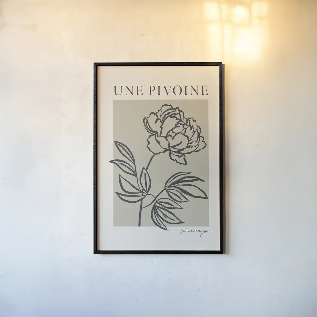 French Flower Poster III Bold by Mercedes Lopez Charro. shown as a paper print in a black flame. Available as a archival giclee rolled canvas, fine art paper, or poster print. SKU 86099h.