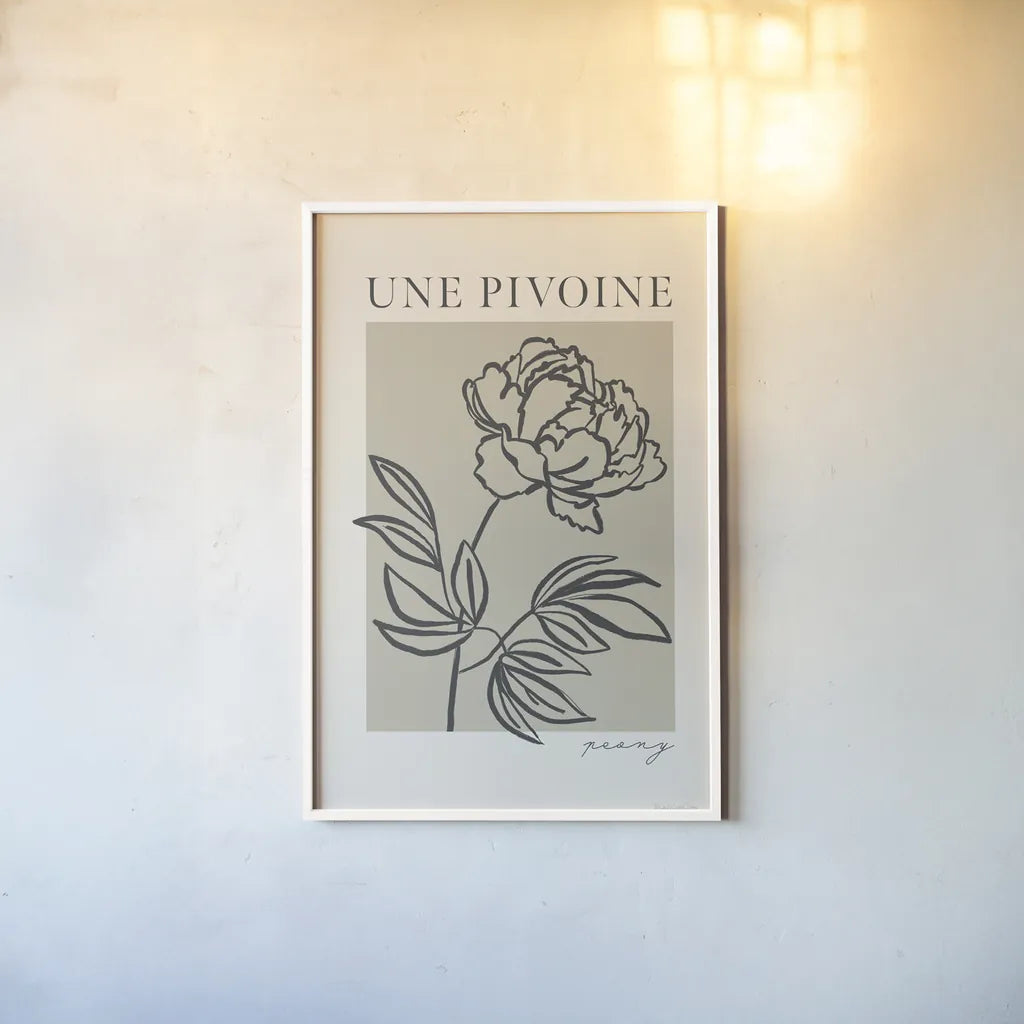 French Flower Poster III Bold by Mercedes Lopez Charro. shown as a paper print in a white frame. Available as a archival giclee rolled canvas, fine art paper, or poster print. SKU 86099h.