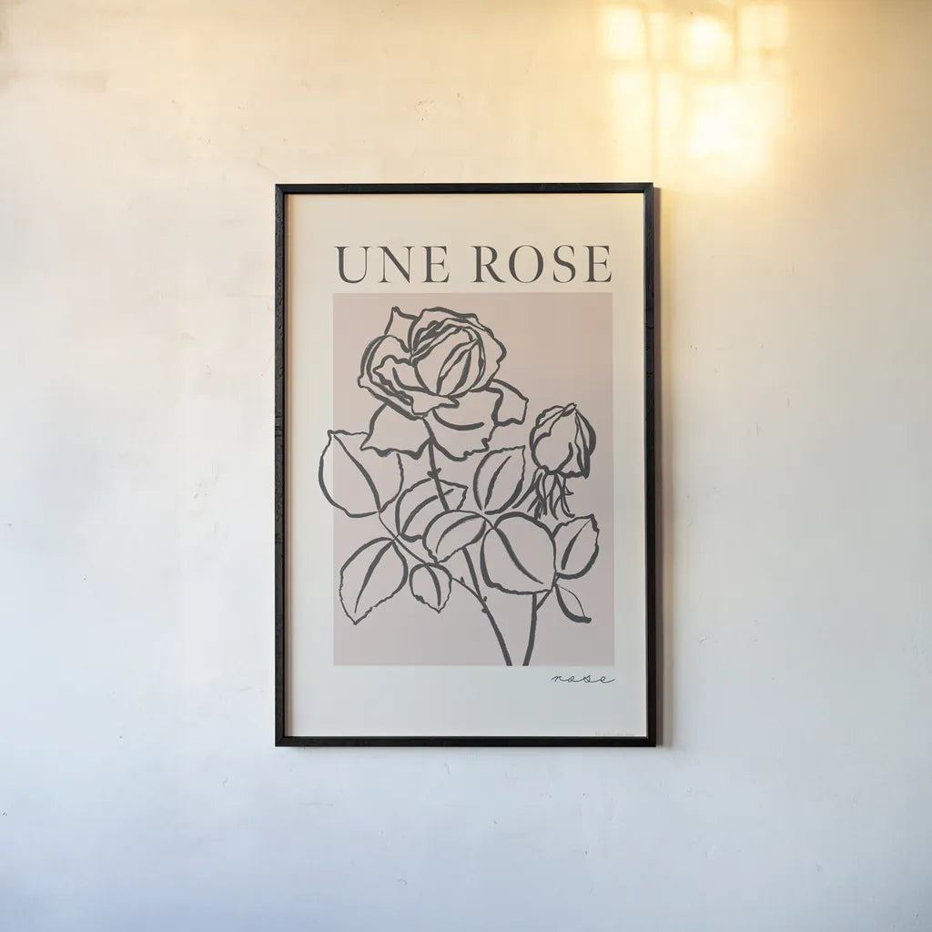 French Flower Poster IV Bold by Mercedes Lopez Charro. shown as a paper print in a black flame. Available as a archival giclee rolled canvas, fine art paper, or poster print. SKU 86100h.