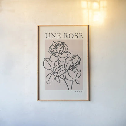 French Flower Poster IV Bold by Mercedes Lopez Charro. shown as a paper print in a natural frame. Available as a archival giclee rolled canvas, fine art paper, or poster print. SKU 86100h.